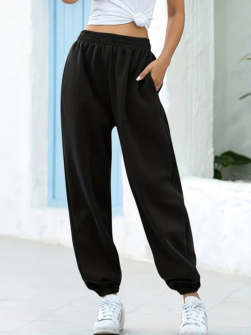 Casual High Waist Sweatpants Black