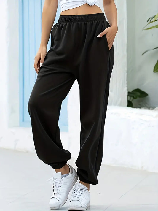 Casual High Waist Sweatpants Black