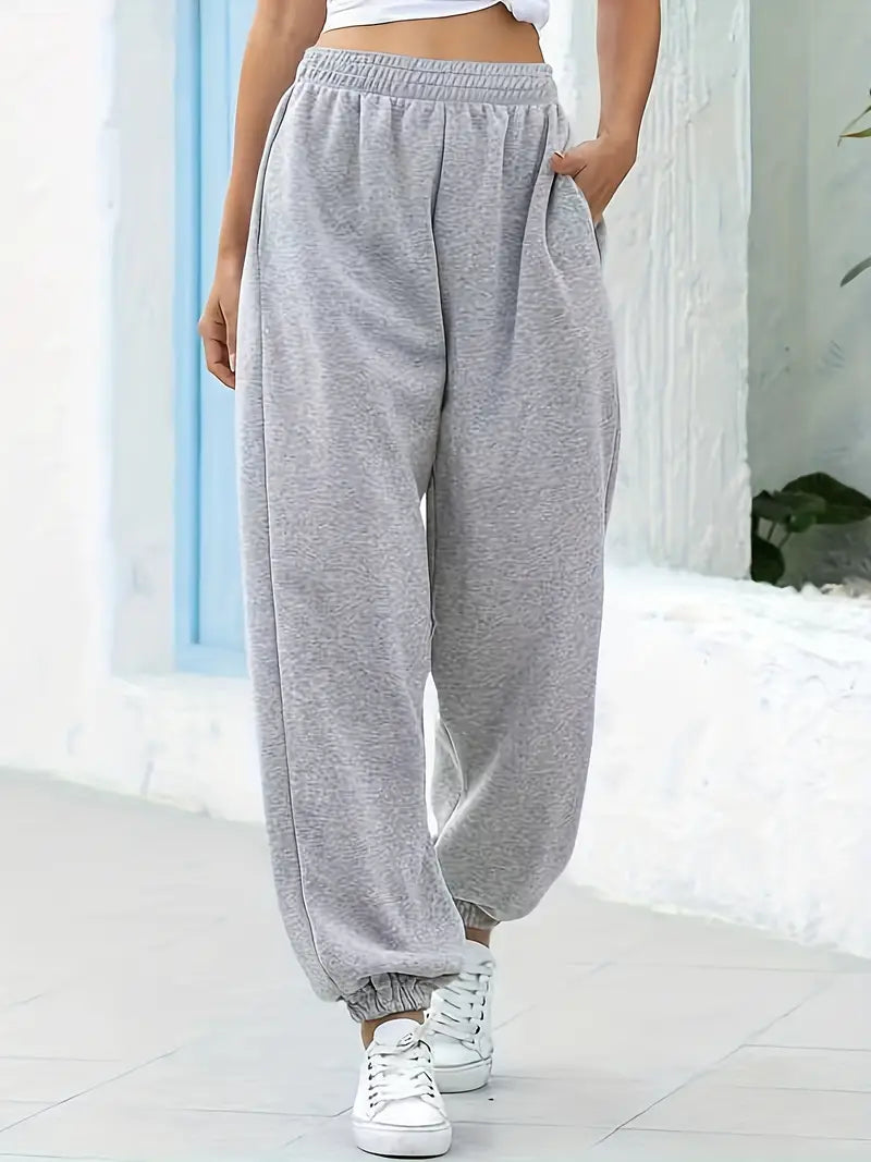 Casual High Waist Sweatpants Light Grey