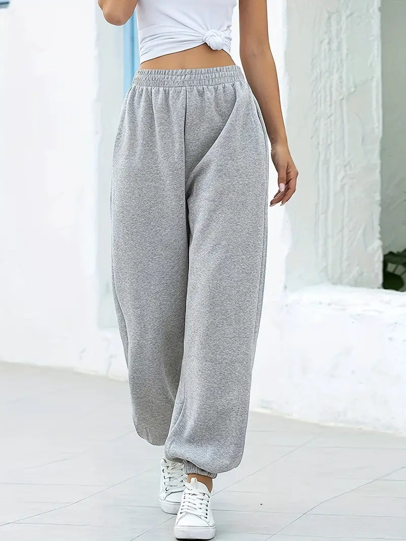 Casual High Waist Sweatpants Light Grey