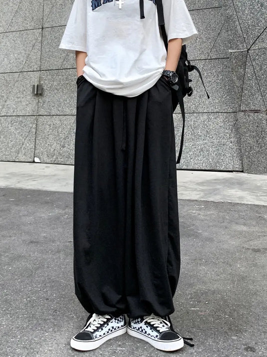 Drawstring Baggy Pants Black