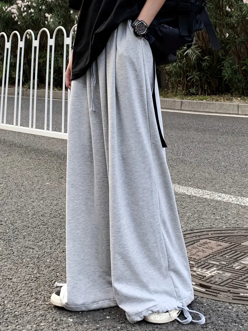 Drawstring Baggy Pants Light Grey