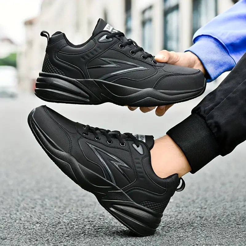 Waterproof PU Sneakers with Breathable Mesh for Casual Wear and Running, Ideal for Fall and Winter